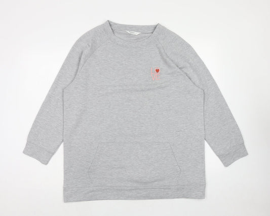 Nutmeg Womens Grey Polyester Pullover Sweatshirt Size 14 Pullover - Love