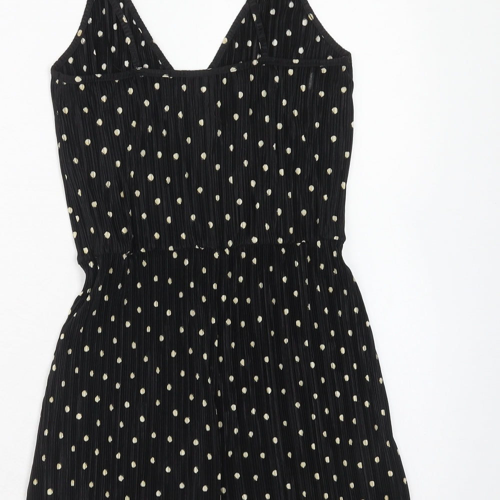 Tophop Womens Black Polka Dot Viscose Playsuit One-Piece Size 6 Pullover - Plisse