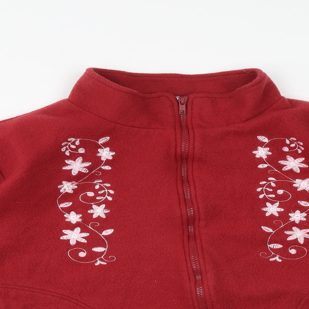 Anne De Lancay Womens Red Jacket Size M Zip - Flower Detail