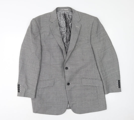 Skopes Mens Blue Geometric Wool Jacket Suit Jacket Size 40 Regular
