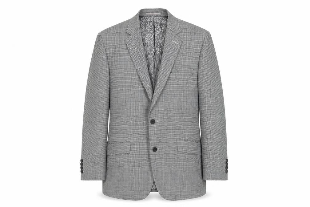 Skopes Mens Blue Geometric Wool Jacket Suit Jacket Size 40 Regular