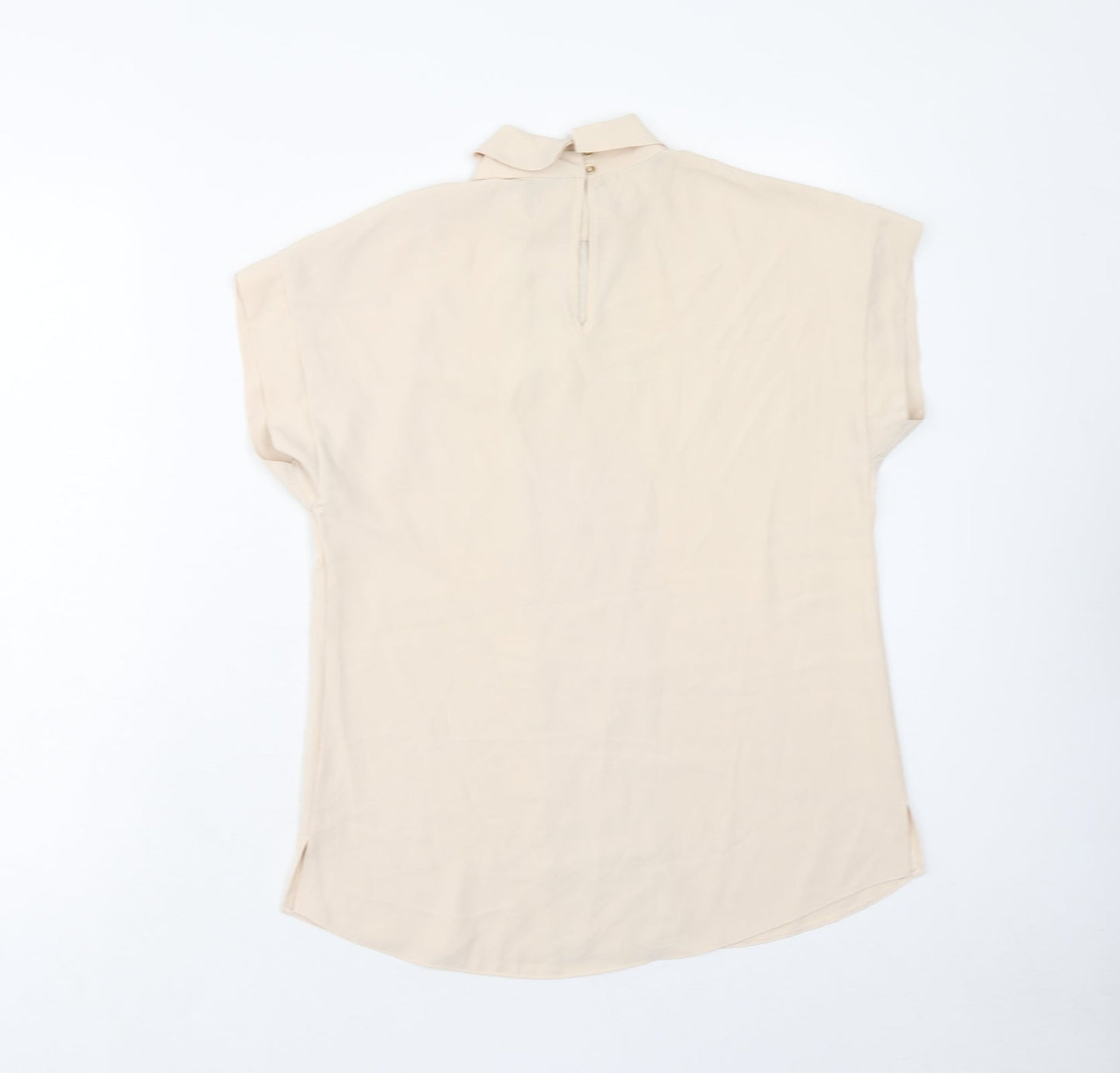 New Look Womens Beige Polyester Basic Blouse Size 8 Roll Neck - Lace Detail
