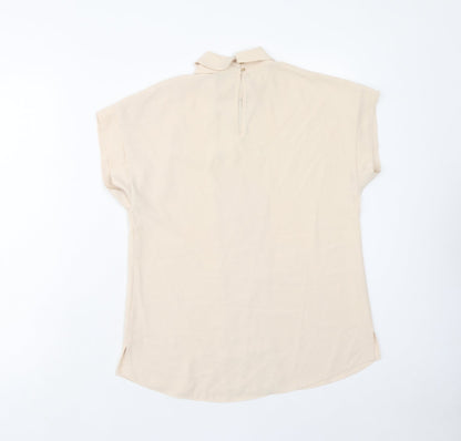 New Look Womens Beige Polyester Basic Blouse Size 8 Roll Neck - Lace Detail
