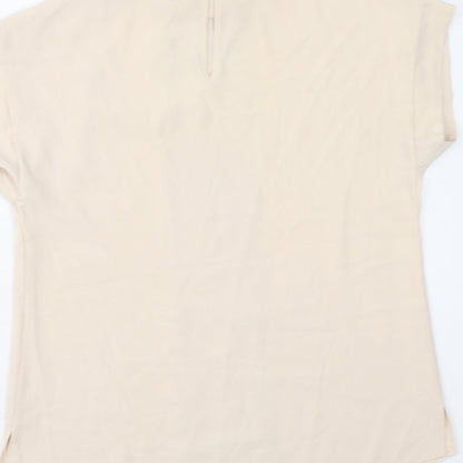 New Look Womens Beige Polyester Basic Blouse Size 8 Roll Neck - Lace Detail