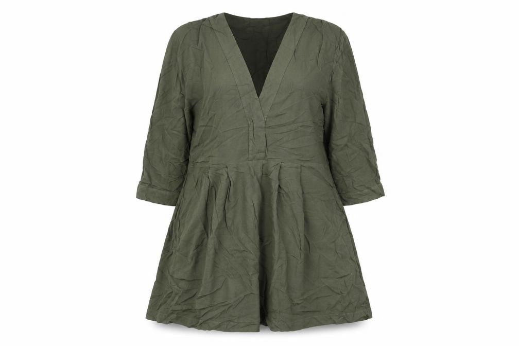 H&M Womens Green Viscose Fit & Flare Size 8 V-Neck Pullover