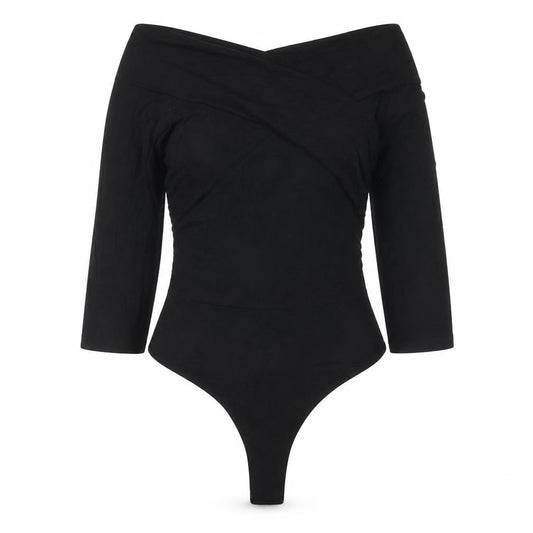 ASOS Womens Black Viscose Bodysuit One-Piece Size 8 Snap