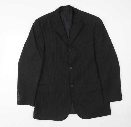 Carlo Colucci Mens Black Striped Wool Jacket Suit Jacket Size 42 Regular
