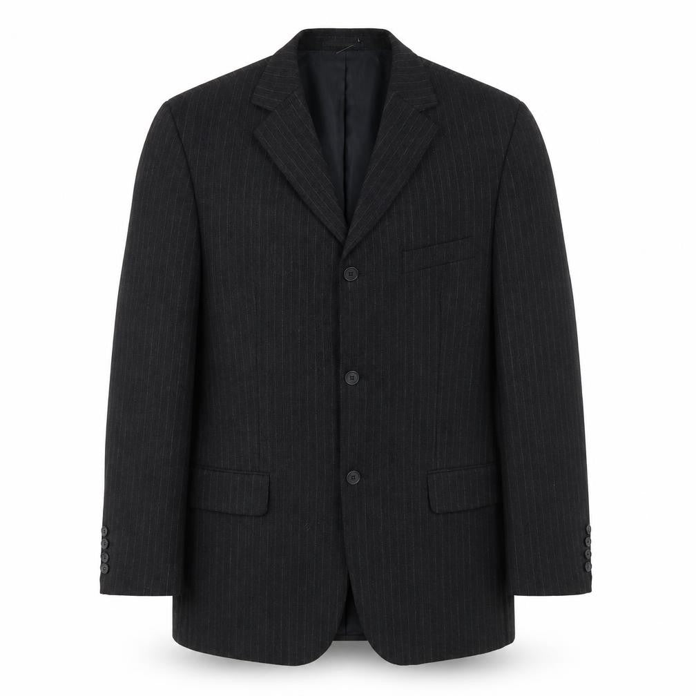 Carlo Colucci Mens Black Striped Wool Jacket Suit Jacket Size 42 Regular