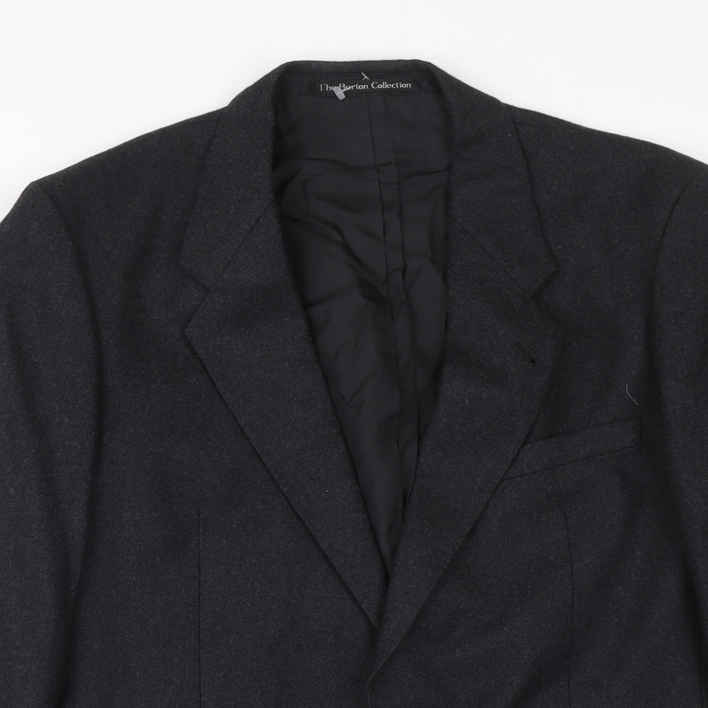 Burton Mens Grey Wool Jacket Suit Jacket Size 40 Regular