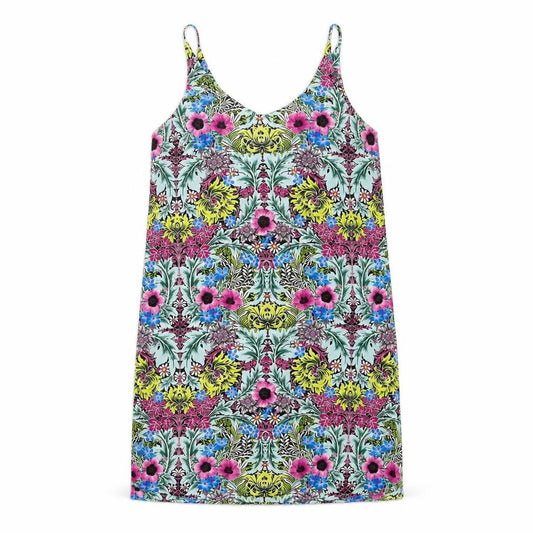 Topshop Womens Multicoloured Floral Viscose Tank Dress Size 8 V-Neck Pullover