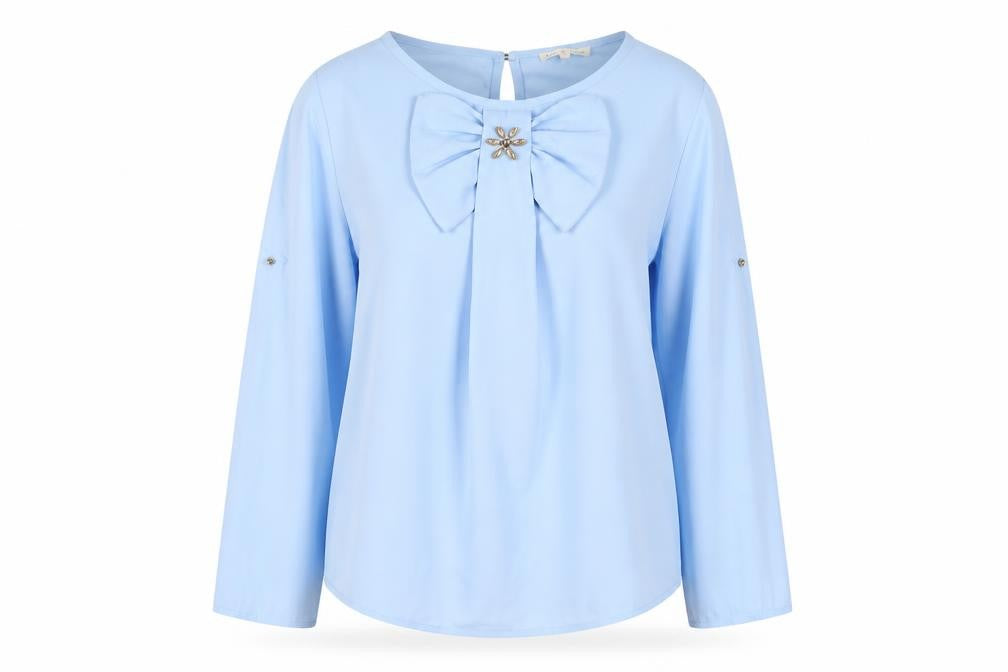 Millenium Womens Blue Polyester Basic Blouse Size M Boat Neck