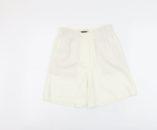 Marks and Spencer Womens Ivory Polyester Bermuda Shorts Size 6 L5 in Regular Pull On