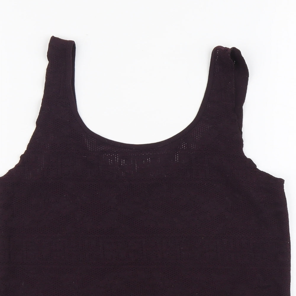 Topshop Womens Purple Geometric Polyester Basic Tank Size 8 Scoop Neck
