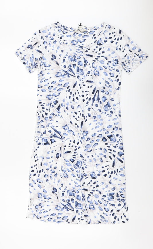 Marks and Spencer Womens Blue Geometric Cotton Top Dress Size XS