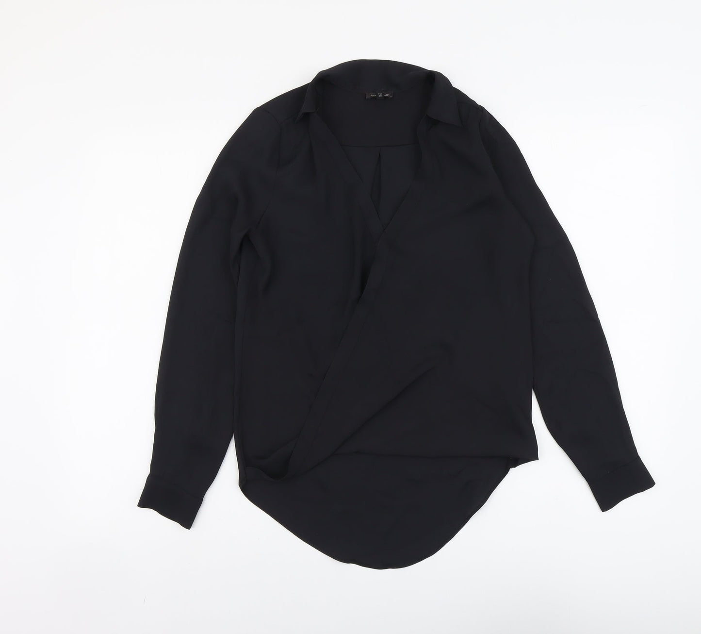 River Island Womens Black Polyester Basic Blouse Size 6 Collared