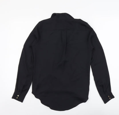 River Island Womens Black Polyester Basic Blouse Size 6 Collared