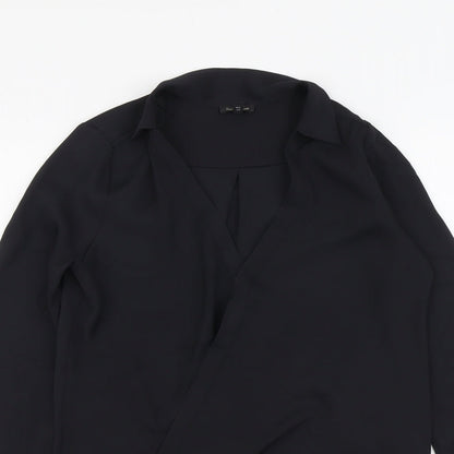 River Island Womens Black Polyester Basic Blouse Size 6 Collared