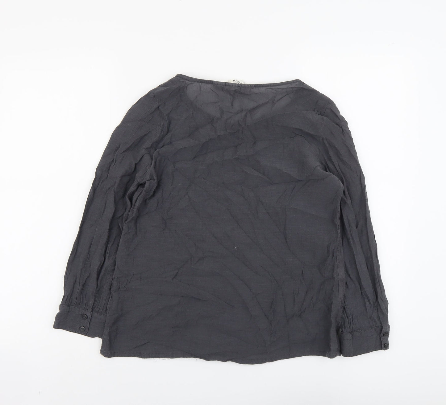 H&M Womens Grey Cotton Basic Blouse Size 8 Scoop Neck