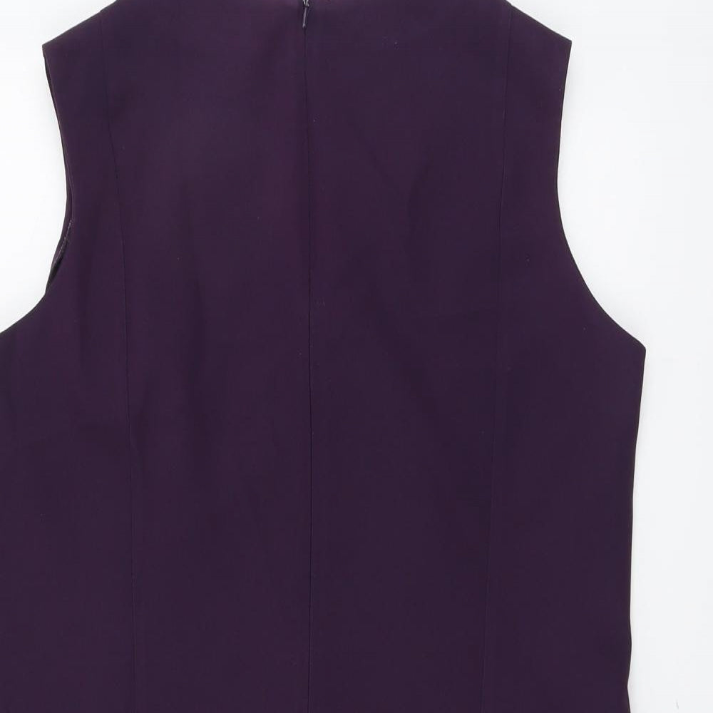 Simon Jersey Womens Purple Polyester A-Line Size 16 Round Neck Zip