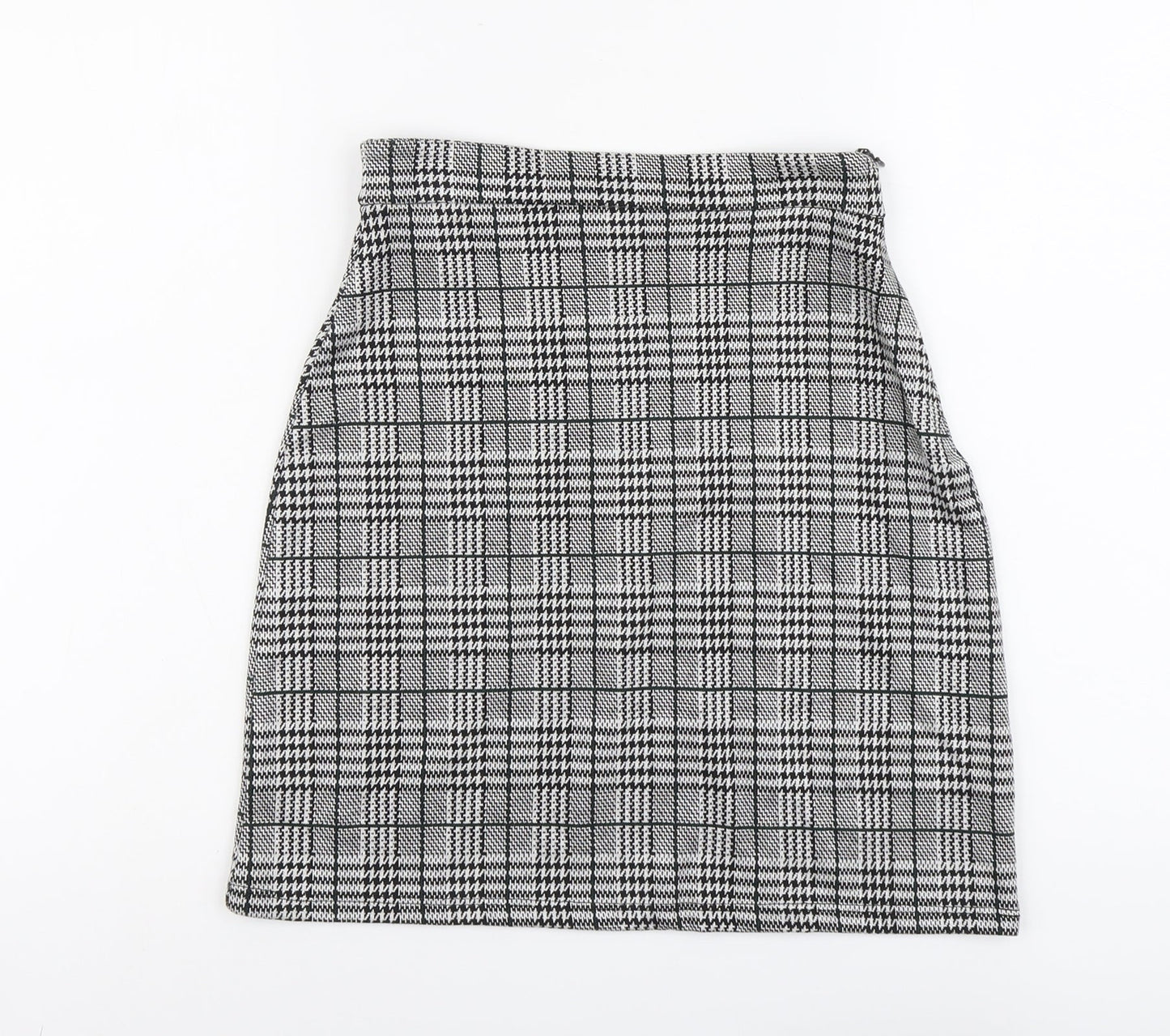 George Womens Black Plaid Polyester Straight & Pencil Skirt Size 8 Zip
