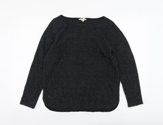 H&M Womens Black Round Neck Cotton Pullover Jumper Size S