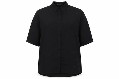 Select Womens Black Polyester Basic Button-Up Size 12 Collared