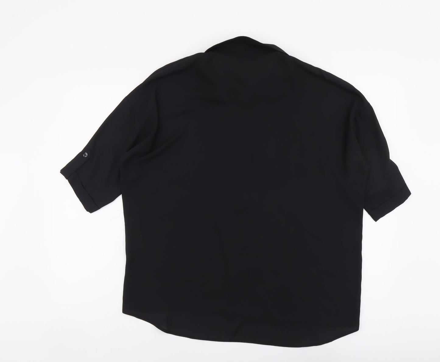 Select Womens Black Polyester Basic Button-Up Size 12 Collared