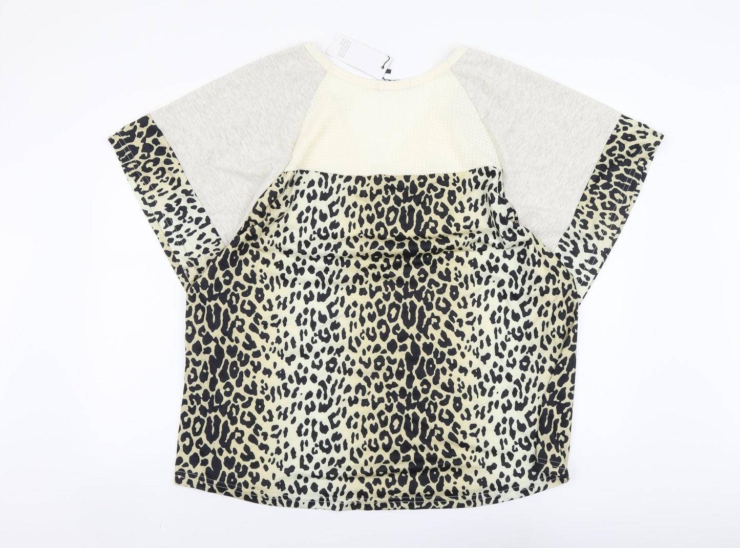 SHEILAY Womens Multicoloured Animal Print Polyester Basic Blouse Size L V-Neck - Leopard Pattern