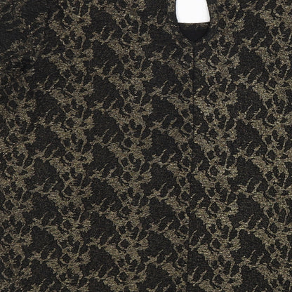 Numph Womens Black Geometric Polyester Basic Blouse Size L Scoop Neck