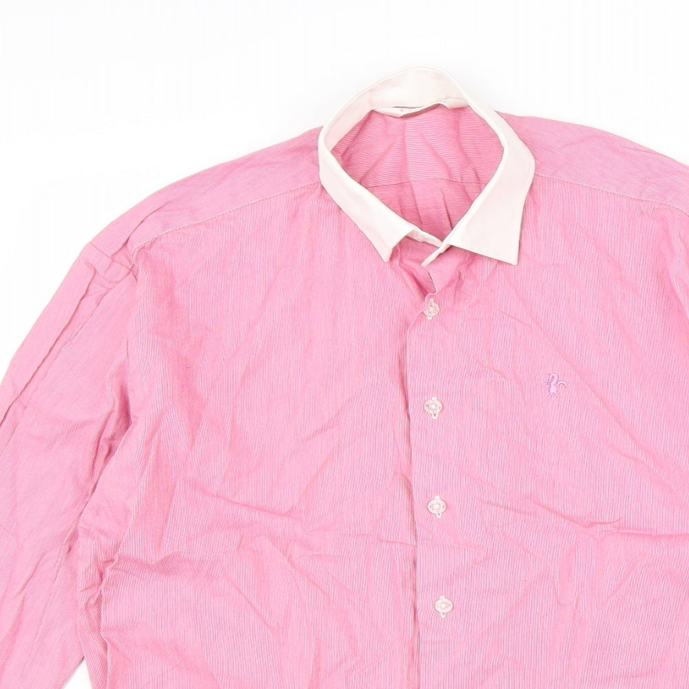 Caldene Womens Red Striped 100% Cotton Basic Button-Up Size M Collared