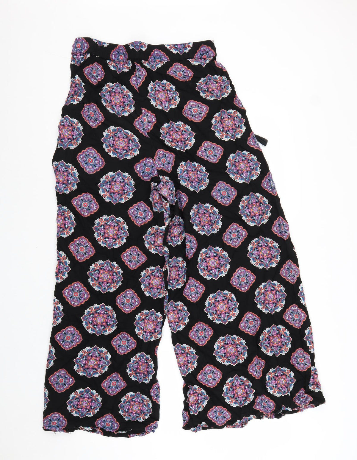 Paprika Womens Black Geometric Viscose Trousers Size L L25 in Regular Tie