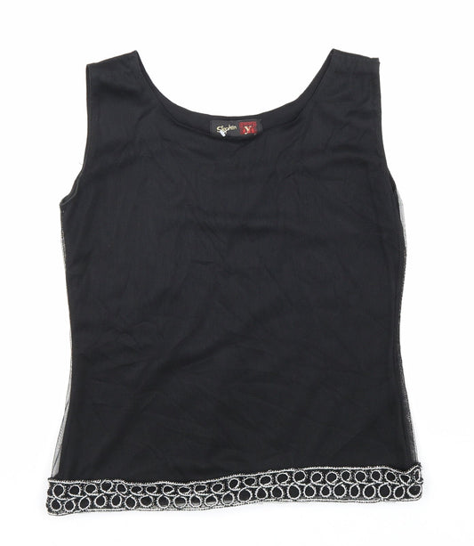 Stephen Y Womens Black Polyester Basic Tank Size S Scoop Neck