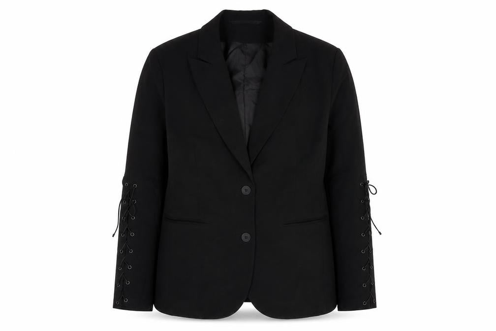 Preworn Womens Black Polyester Jacket Blazer Size 16