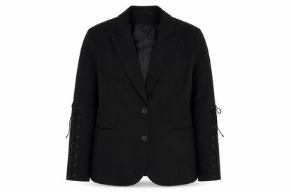 Preworn Womens Black Polyester Jacket Blazer Size 16