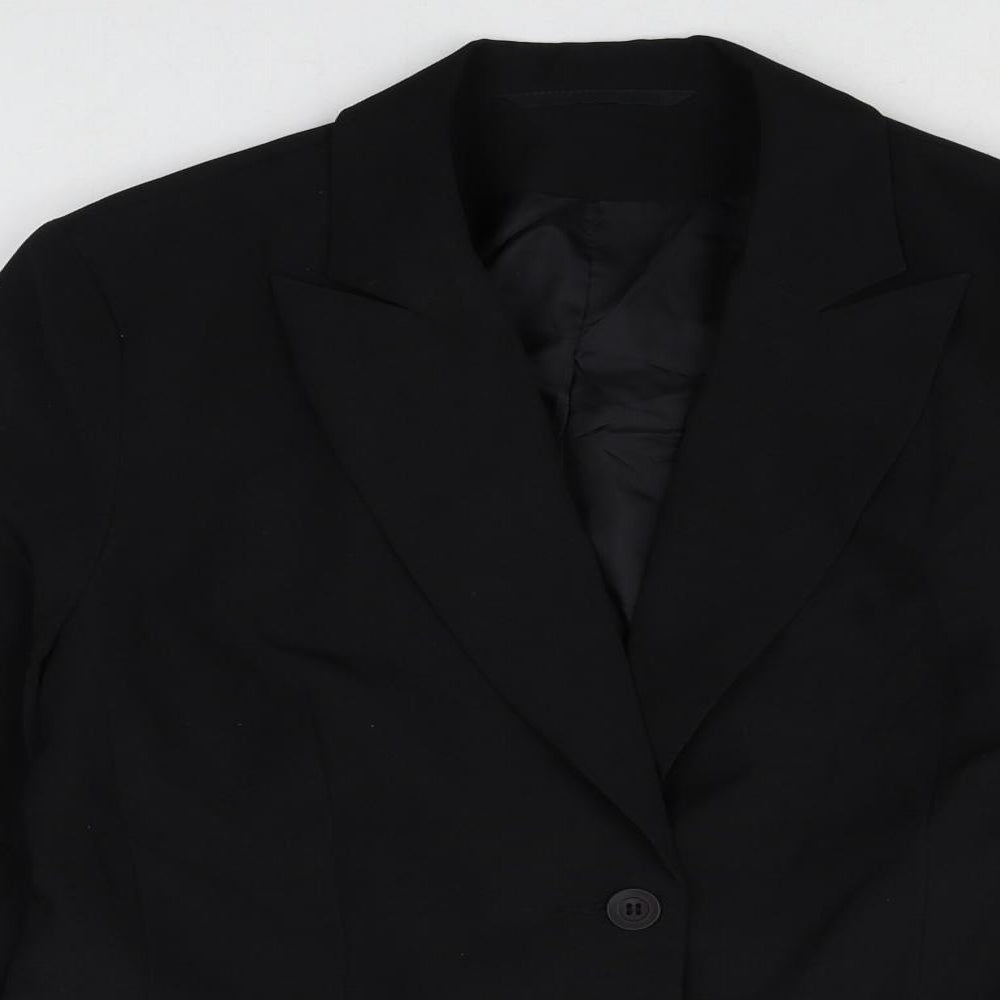 Preworn Womens Black Polyester Jacket Blazer Size 16