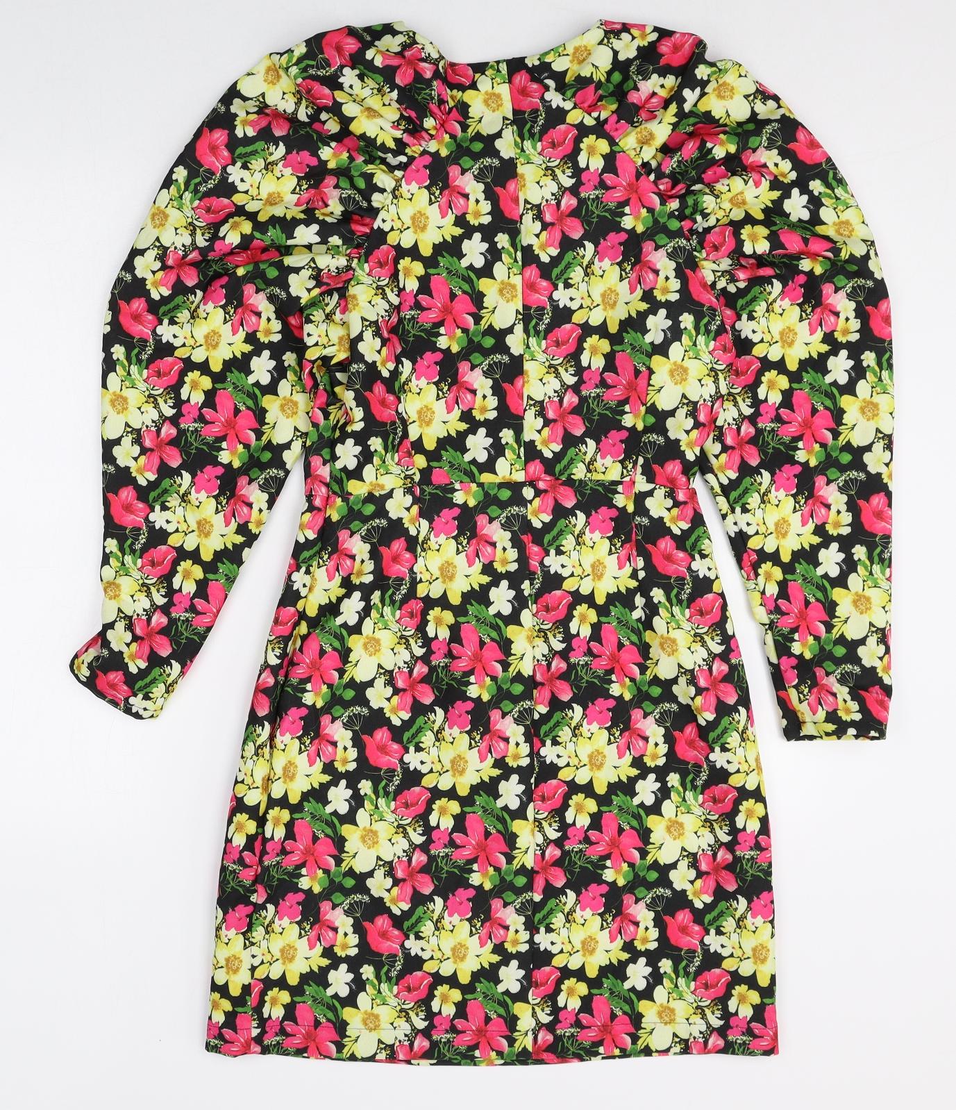 Naked Womens Multicoloured Floral Polyester A-Line Size 6 Round Neck Pullover