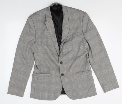 Next Mens Green Plaid Polyester Jacket Suit Jacket Size 40 Regular