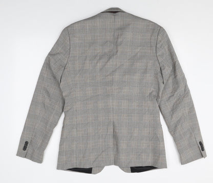 Next Mens Green Plaid Polyester Jacket Suit Jacket Size 40 Regular
