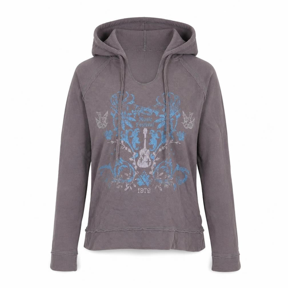 Active Womens Grey 100% Cotton Pullover Hoodie Size 8 Pullover
