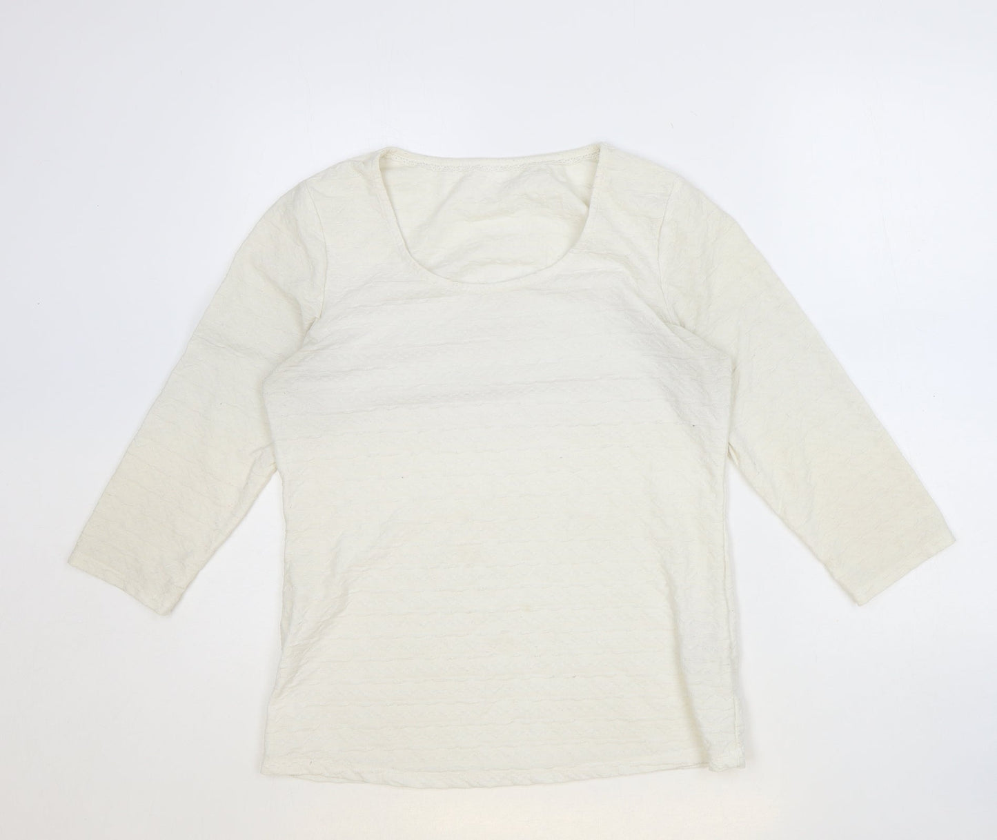 Marks and Spencer Womens Ivory Polyester Basic Blouse Size 12 Scoop Neck