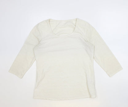 Marks & Spencer Womens Ivory Polyester Basic Blouse Size 12 Scoop Neck