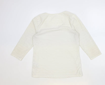 Marks & Spencer Womens Ivory Polyester Basic Blouse Size 12 Scoop Neck