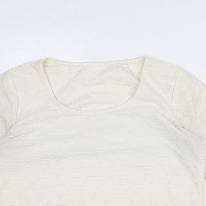 Marks & Spencer Womens Ivory Polyester Basic Blouse Size 12 Scoop Neck