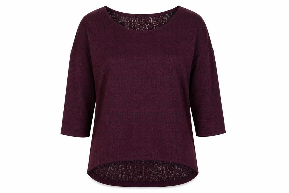 New Look Womens Purple Geometric Polyester Basic Blouse Size 14 Boat Neck
