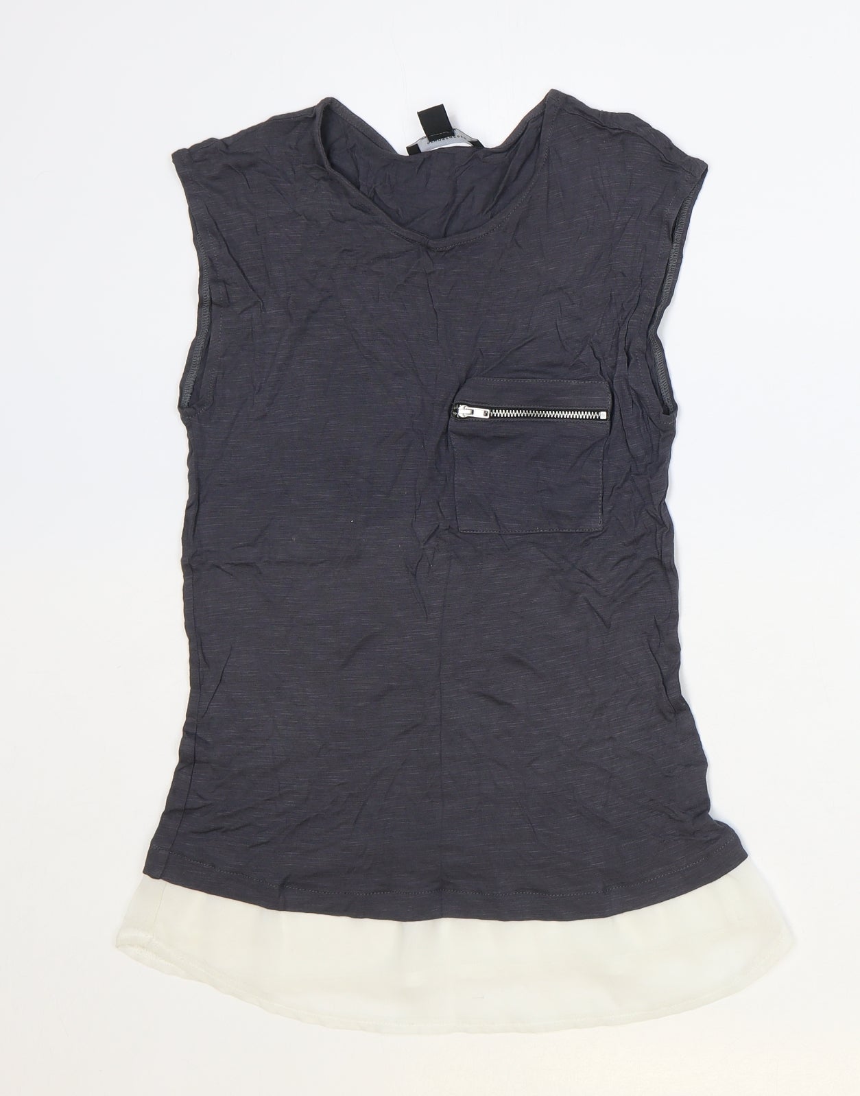 Atmosphere Womens Grey Polyester Basic Tank Size 8 Scoop Neck - Chiffon Hem