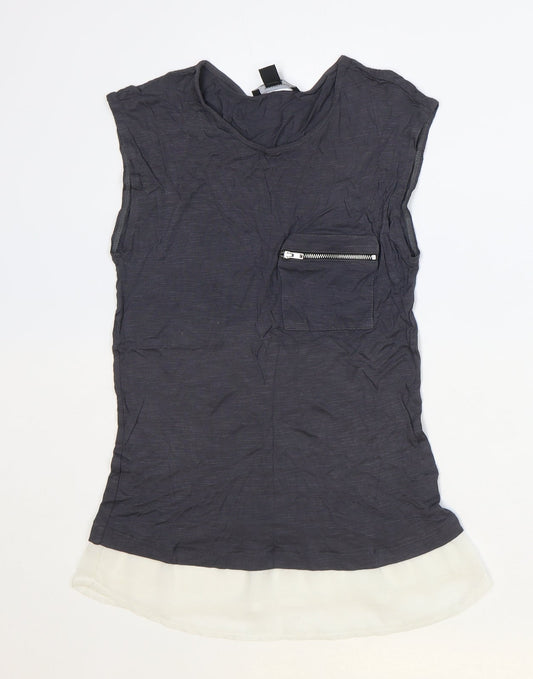 Atmosphere Womens Grey Polyester Basic Tank Size 8 Scoop Neck - Chiffon Hem