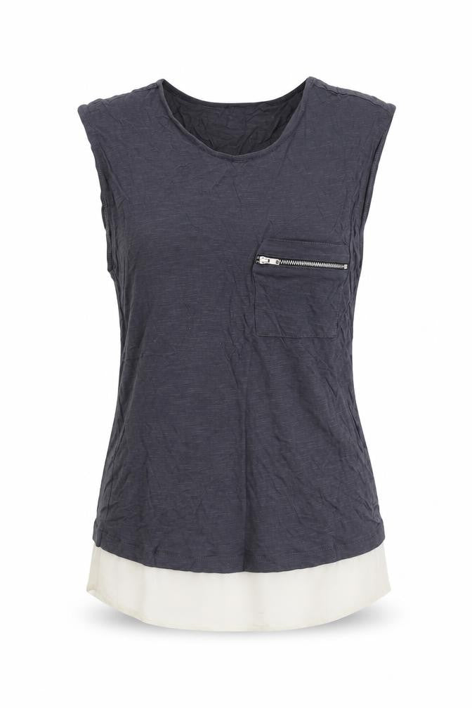 Atmosphere Womens Grey Polyester Basic Tank Size 8 Scoop Neck - Chiffon Hem