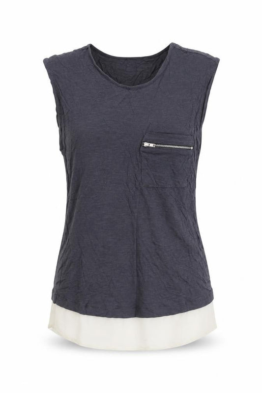 Atmosphere Womens Grey Polyester Basic Tank Size 8 Scoop Neck - Chiffon Hem