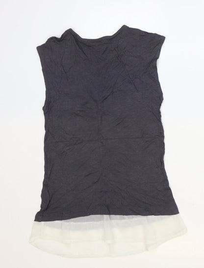 Preloved Atmosphere Womens Grey Polyester Basic Tank Size 8 Scoop Neck - Chiffon Hem - Back