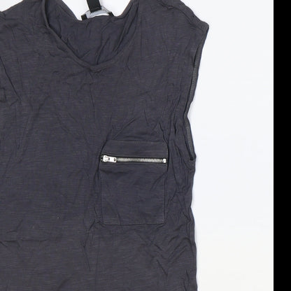 Preloved Atmosphere Womens Grey Polyester Basic Tank Size 8 Scoop Neck - Chiffon Hem - Detail